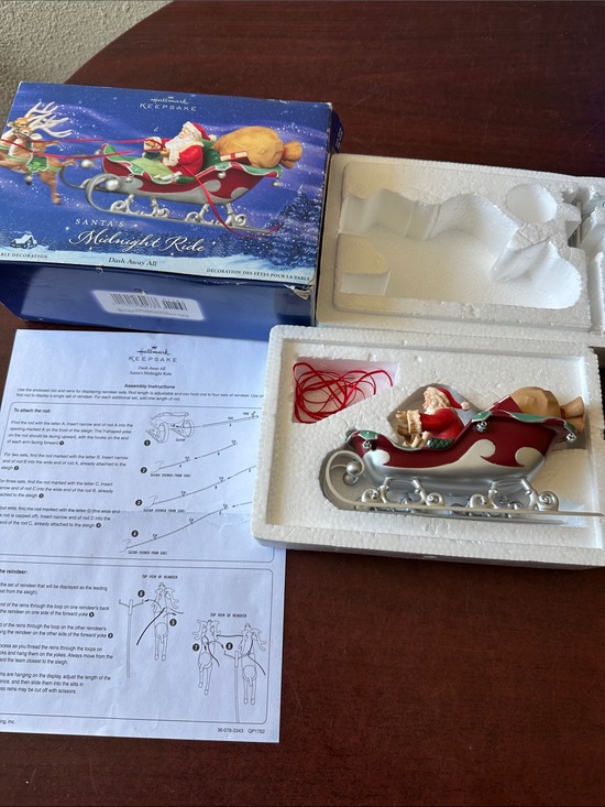Hallmark Accessories - ##650, Hallmark Red and Gold Santa Sleigh Ornament